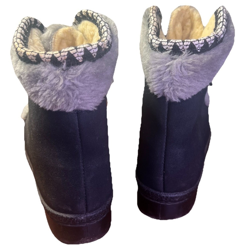 Vintage 60s Snowland Fleece Lined Suede Leather Nordic Snow Boots Black Size 8 - Picture 5 of 6